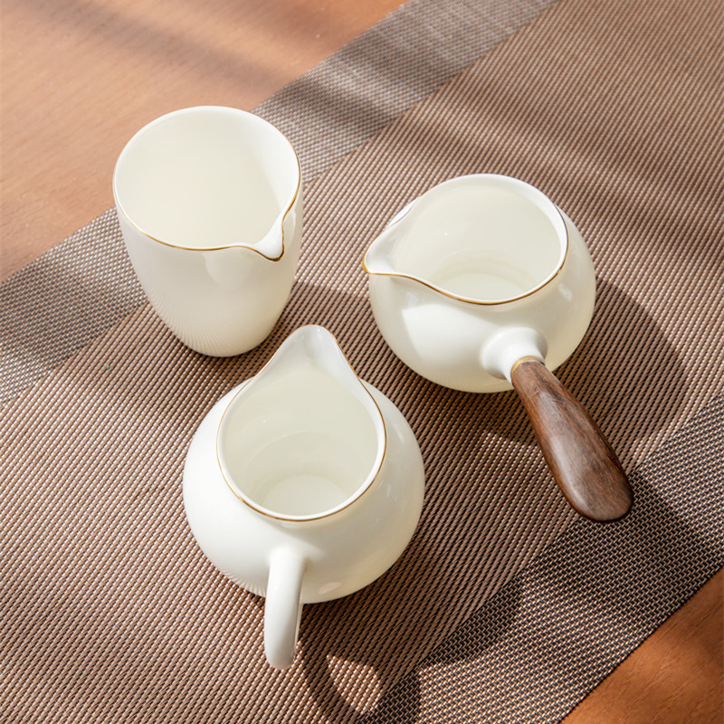 陶瓷公道杯公杯羊脂玉白茶漏套装大号茶海分茶器功夫茶具配件均杯