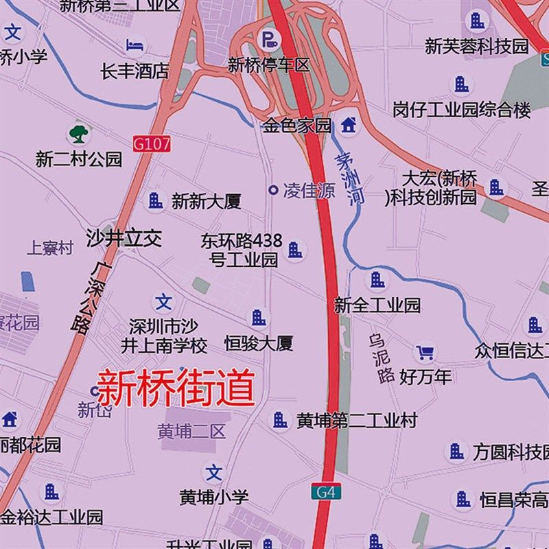 2024新款深圳市宝安区地图贴图办公室挂图高清防水装饰画