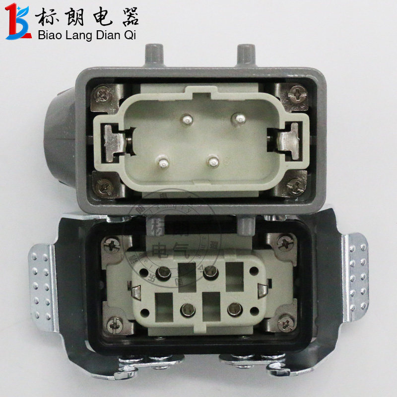 矩形航空插头重载连接器H缆C-HSB-4芯接母对插电D公头工业防水35A