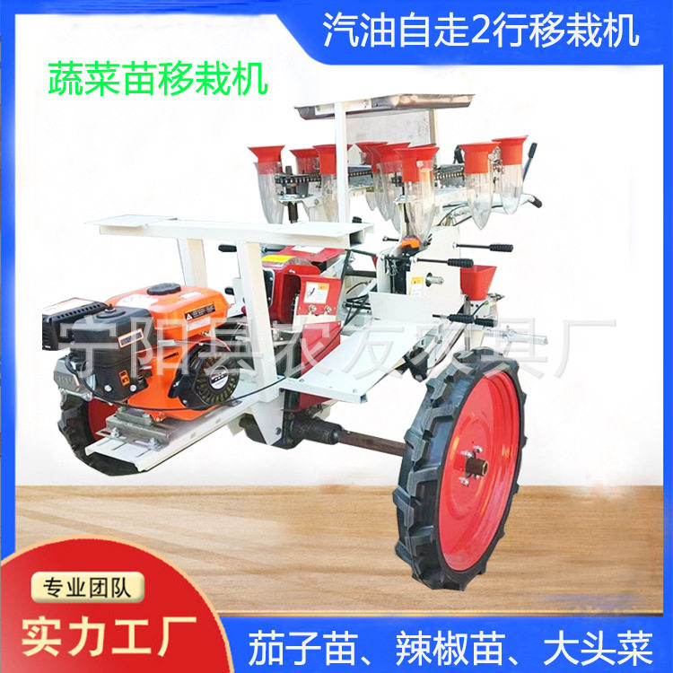 蔬菜秧苗移栽机双行自走辣椒栽苗器2行4行株距可调生菜苗移栽机