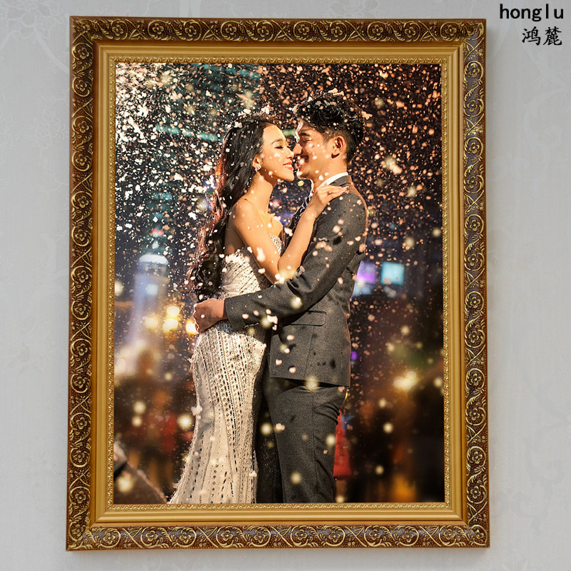 12寸20寸24寸36寸婚纱照相框挂墙创意摆台画框定做欧式实木拼图框