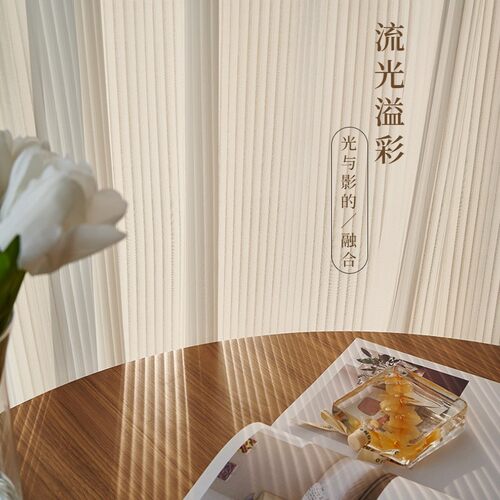 梦幻竖条纹窗帘透光不透人窗纱客厅阳台雪纺纱白纱免打孔纱帘卧室