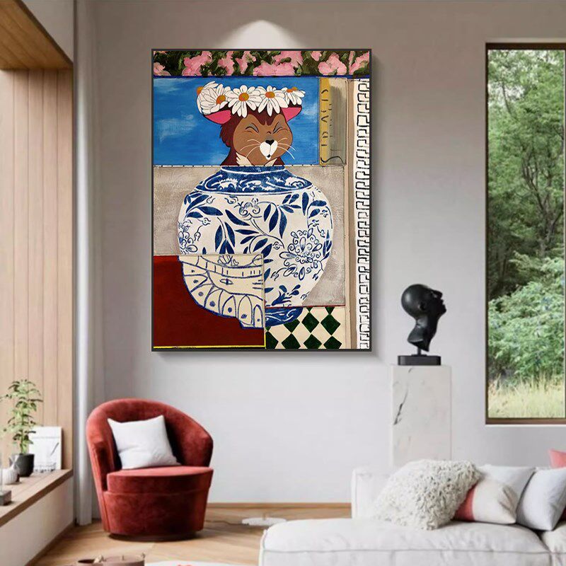 复古风个性时尚人物高级感走廊尽头装饰画客厅背景墙餐厅拼贴挂画