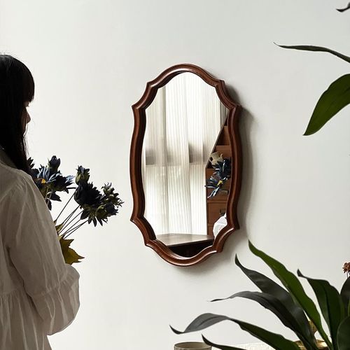 闻森家居中古实木异形玄关镜法式半身试衣家用壁挂墙面装饰镜画框