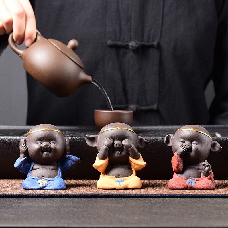 茶宠摆件十二生肖三不小猪可爱紫砂精品可养玩茶具配件家居饰品玩