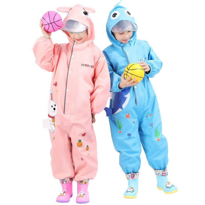 儿童连体雨衣男童女孩幼儿园宝宝防雨雨雨披生学雨具雨衣暴裤套装