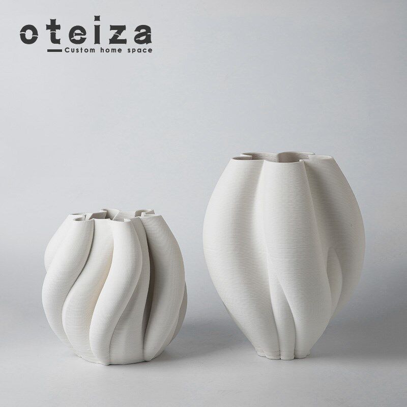 Otei件a现代z约插花不规则花器3D打印陶瓷花瓶摆简客厅软装装饰品