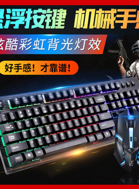 送垫笔记本台式有线键盘外接商务办公打字游戏透光机械手感静音