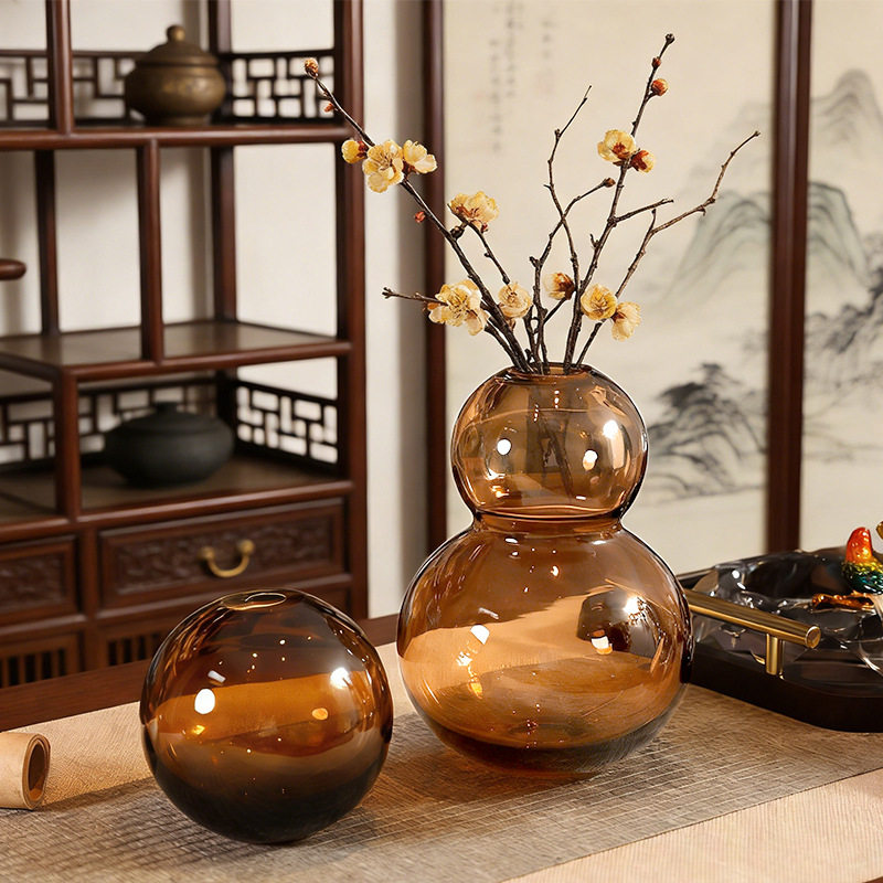 日式禅意玻璃花瓶葫芦水养插花小众设计感高颜值装饰品水培花插