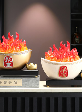 中式聚宝盆招财摆件店铺开业乔迁礼物客厅办公室入户玄关酒柜饰品