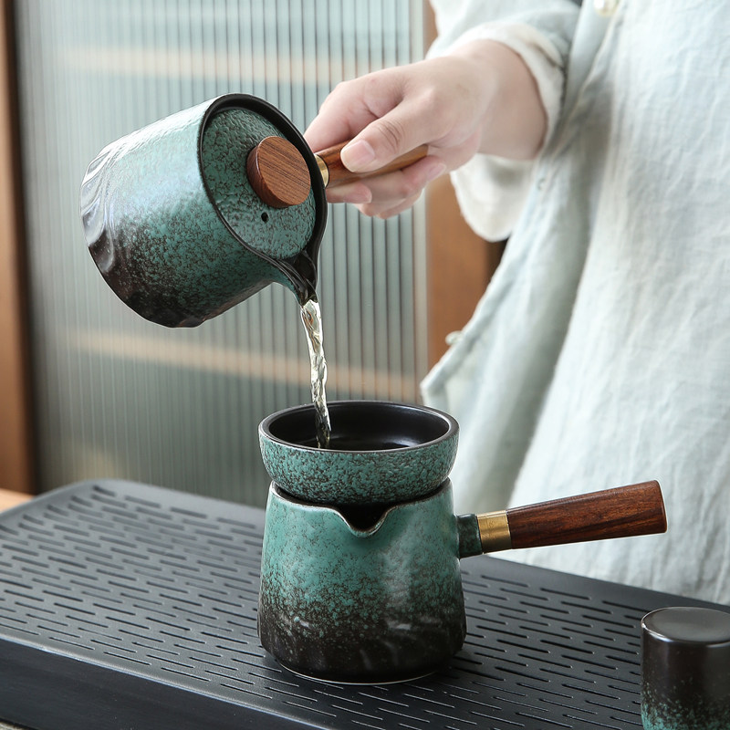 窑变复古陶瓷功夫茶具套装家用客厅办公高档盖碗侧把壶整套茶杯