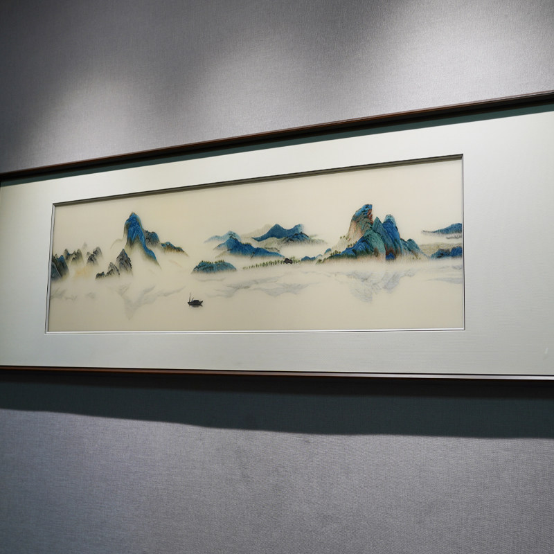 刺挂画苏绣中品绣画千里江山客厅餐厅玄关走廊纯手工新成式装饰画