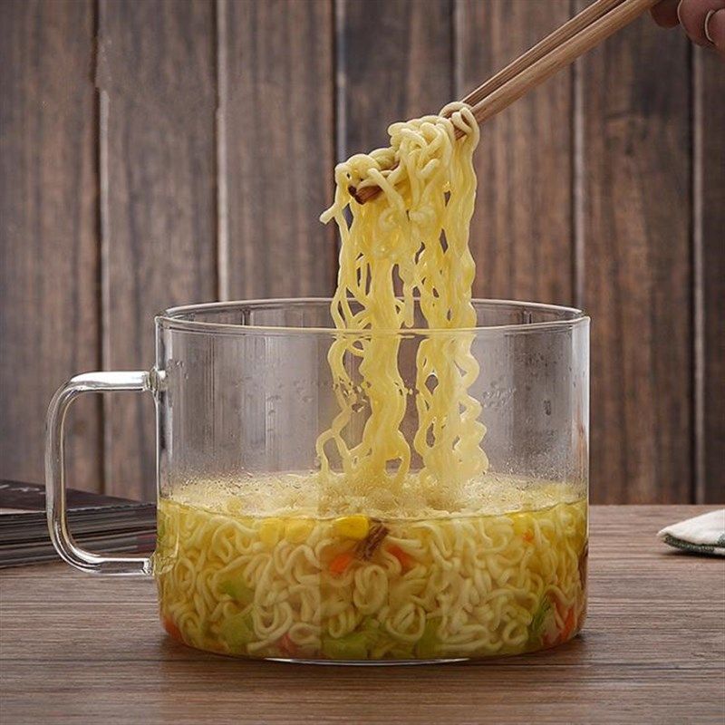 高硼硅耐热玻璃碗带把手泡面碗水果沙拉碗耐热创意餐具家用可微波图片