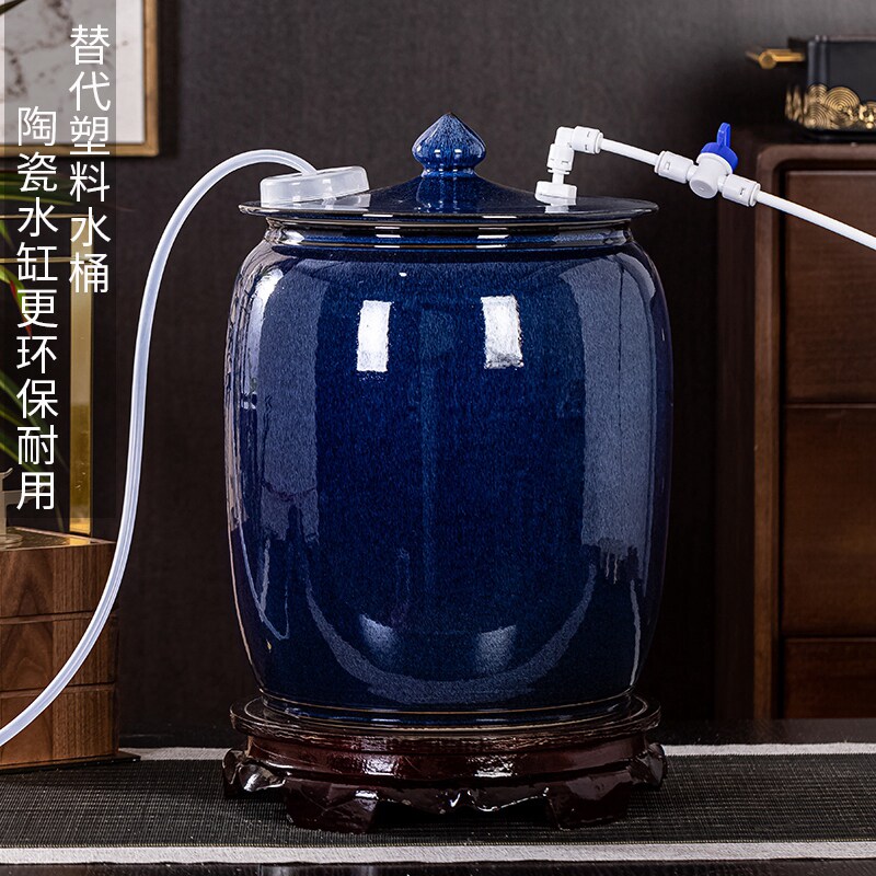 水缸动瓷纯净水桶带浮球阀自陶抽水空罐功夫茶台蓄水桶储存饮用水