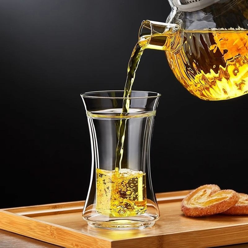 防烫双层玻璃茶杯隔热杯耐热办公室高硼硅家用喝水高档花果茶杯子图片