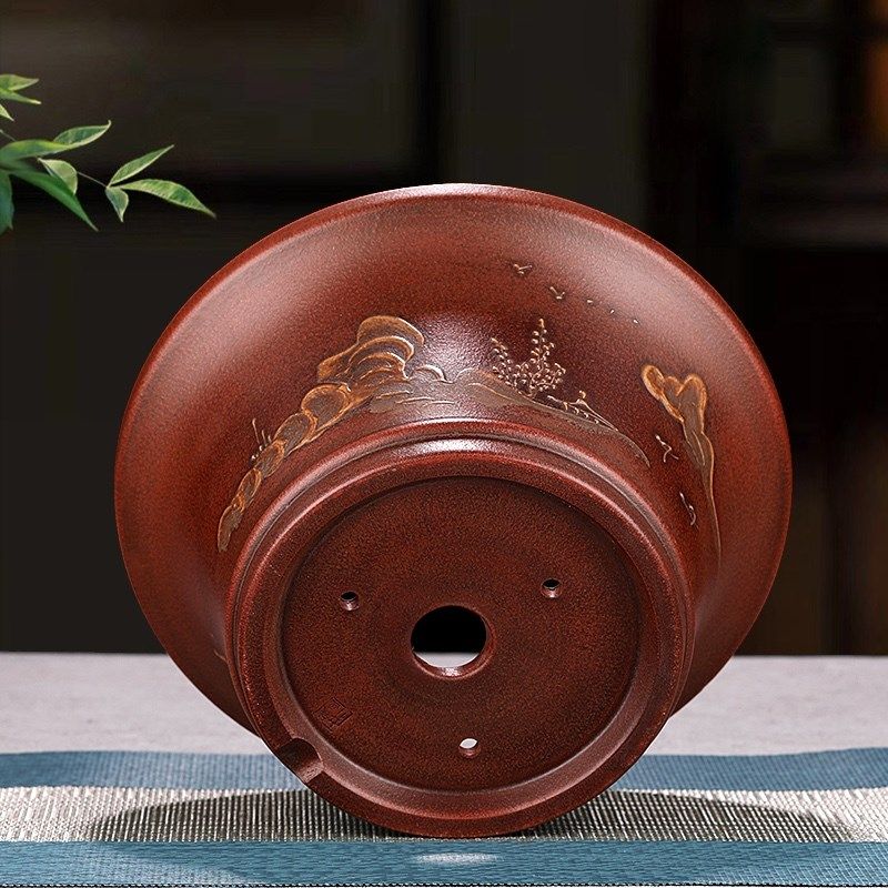 精流铁画轩紫砂花盆小多肉盆景盆云弹子黄杨菖蒲金竹盆仿古回品盆