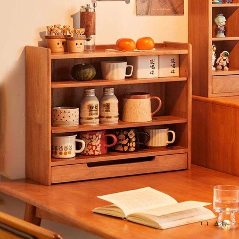 实木格子架桌上杯架咖啡杯收纳展示架置物架格架桌面杯子架搁架