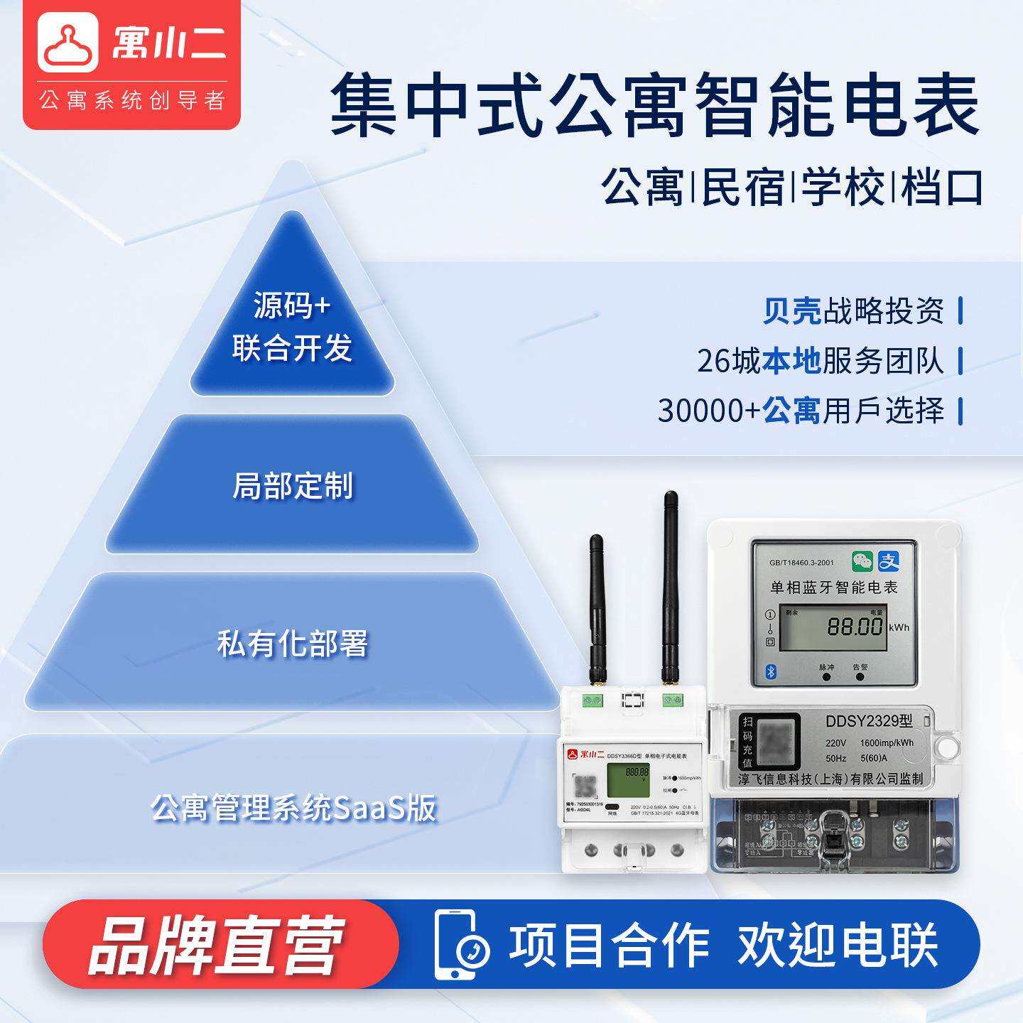 寓小二现货预付费智能电表民宿集中式公寓档口联系客服系统招投标