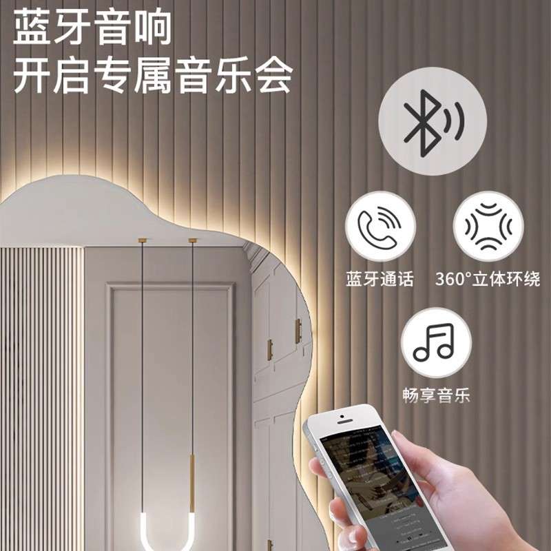 化妆镜台式桌面带灯网红云朵镜LED灯补光美妆镜法式梳妆台镜子大
