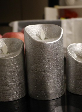 led电子蜡烛灯金色银色黑色水波纹仿真石蜡灯假蜡烛婚庆浪漫表白