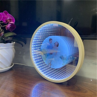 无限延伸镜子 LED创意时空小夜灯装饰无限镜面延伸深渊灯时光隧道