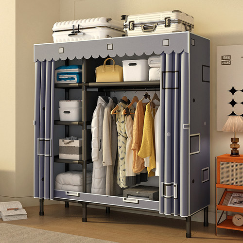 简易衣柜组装家用卧室出租房布衣柜钢管加粗加固结实耐用小户型