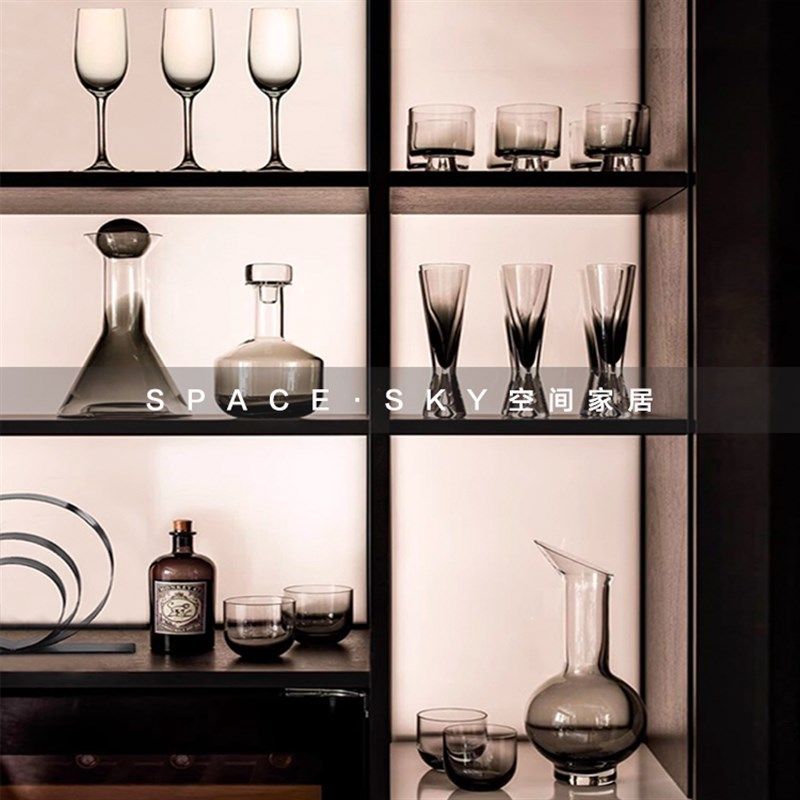 样板间酒柜酒具威士忌杯组合摆件售楼处水吧台创意玻璃酒具饰品