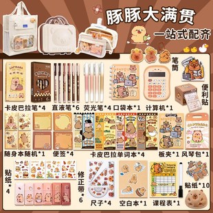 卡皮巴拉熊猫文具礼盒套装一年级小学生开学大礼包女生学习用品
