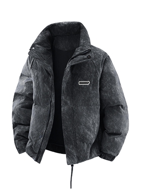 美式酷感风立领羽绒服男短款宽松潮流帅气黑色保暖外套