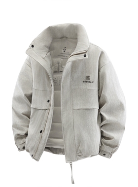 美式工装风立领羽绒服男宽松保暖防风短款外套冬季新款