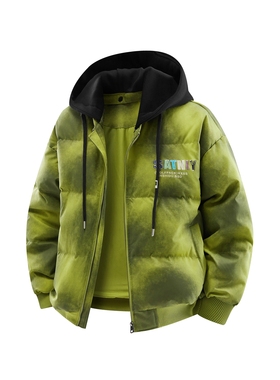 美式复古连帽短款羽绒服男冬季新款潮流保暖外套