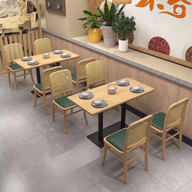 咖啡中西餐厅实木编藤卡座沙发湘川菜馆日料甜品奶茶饭店桌椅组合