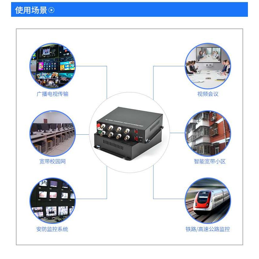 8路CVI同轴高清视频光端机AHDTVI 200万1080P带485数据桌面式