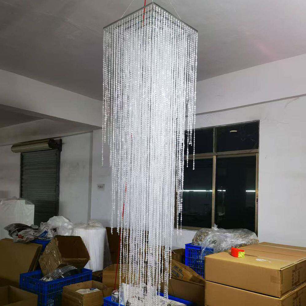 婚庆道具亚克力水晶珠帘正方形枝形吊灯橱窗舞台婚礼场地布置装饰
