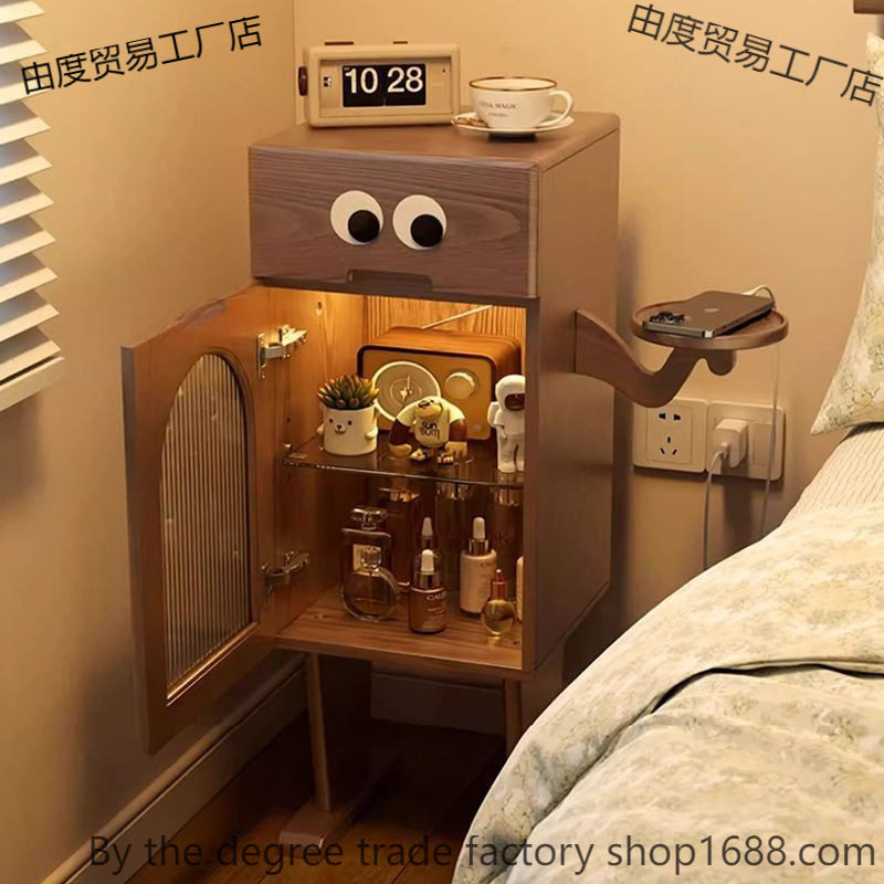 机器人床头柜可爱储物柜带灯侧边卧室客厅置物柜创意儿童床边柜
