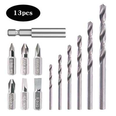 高速钢麻花钻头13pcs批头螺丝刀组合工具多功能电动五金工具配件