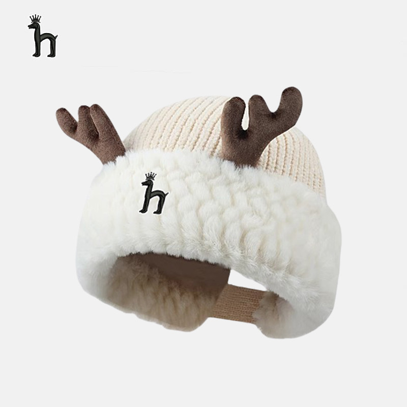 【官网正品】Horgias哈吉斯尼森圣诞节礼物可爱鹿角毛绒毛线帽子