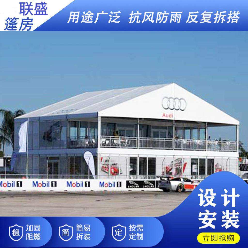 篷房厂家双层铝合金篷房钢化玻璃篷房室内展览办公室隔断篷房