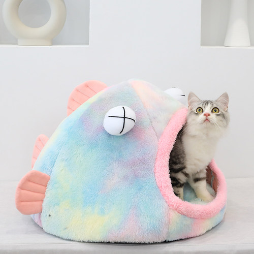 大眼鱼猫窝四季通用可拆猫床封闭式猫屋冬季保暖狗窝宠物窝猫咪窝