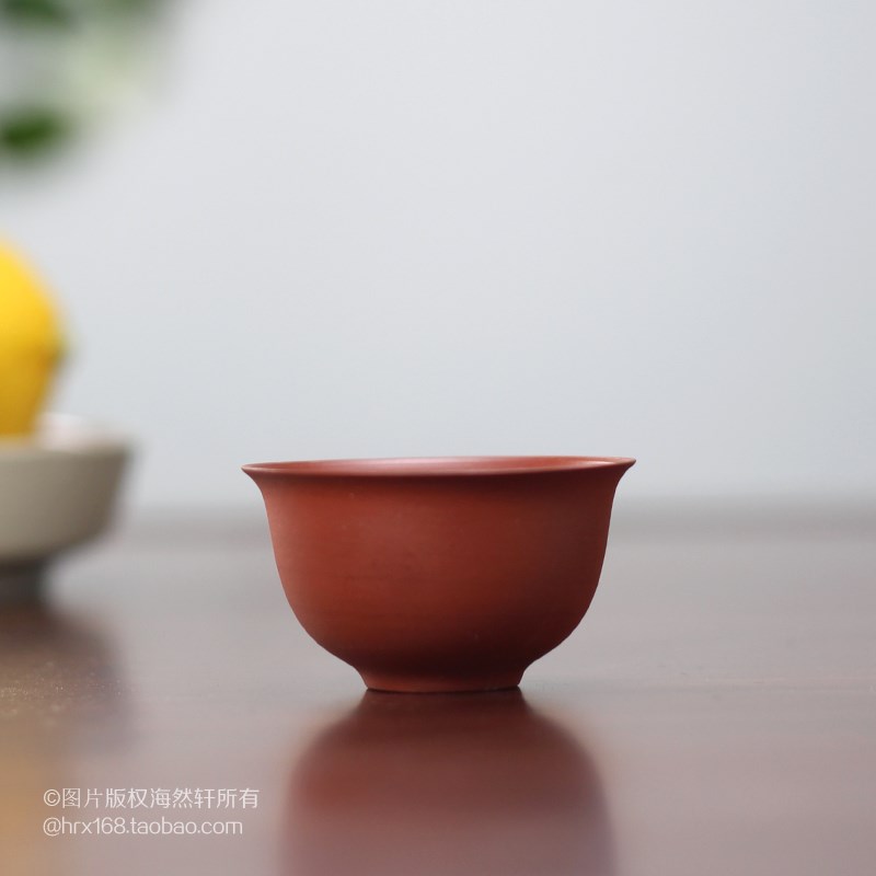 原矿民间艺人超薄胎手拉朱泥杯 功夫茶杯潮州紫砂工夫茶杯子小号