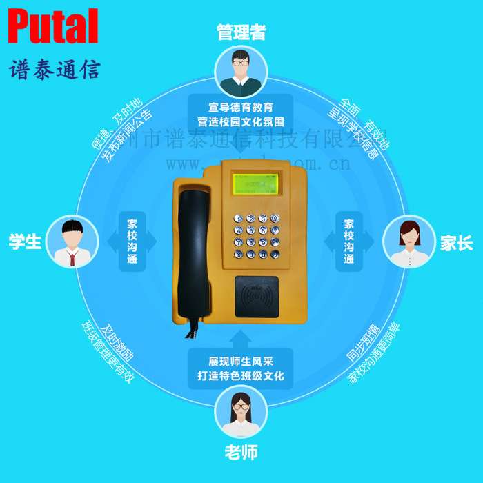 有线电话版校讯通电话机 4G高清数字语音挂壁式电话机 PTW520W