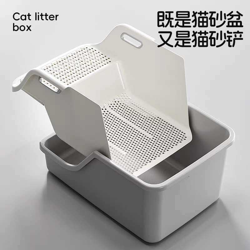 猫砂盆超大号防外溅猫厕所特大号半封闭开放式矮脚猫专用大猫食盆