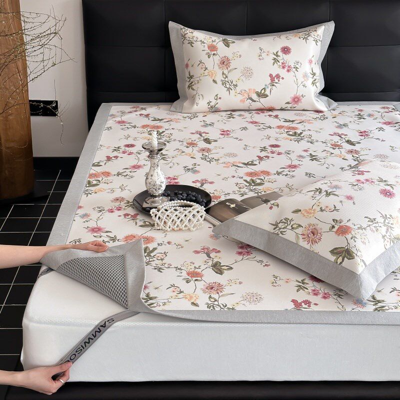 田园冰丝凉感A类凉席三件套高级感夏季空调软凉席床笠可机洗水洗