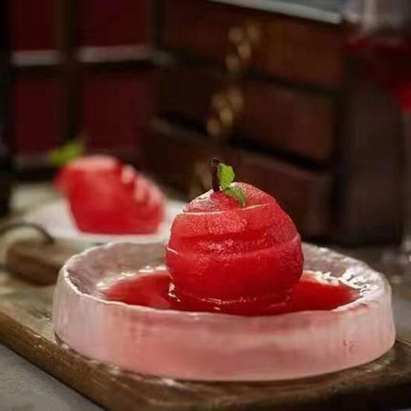 圆形法式盘子意境菜点心烤肉火锅餐具鲜肉盘加厚磨砂凉菜玻璃菜盘