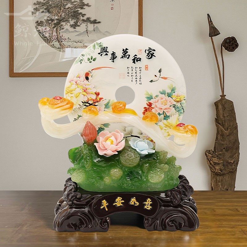 瓷花平安扣如意摆件家和万事兴中式客厅玄关酒柜电视柜乔迁装饰图片