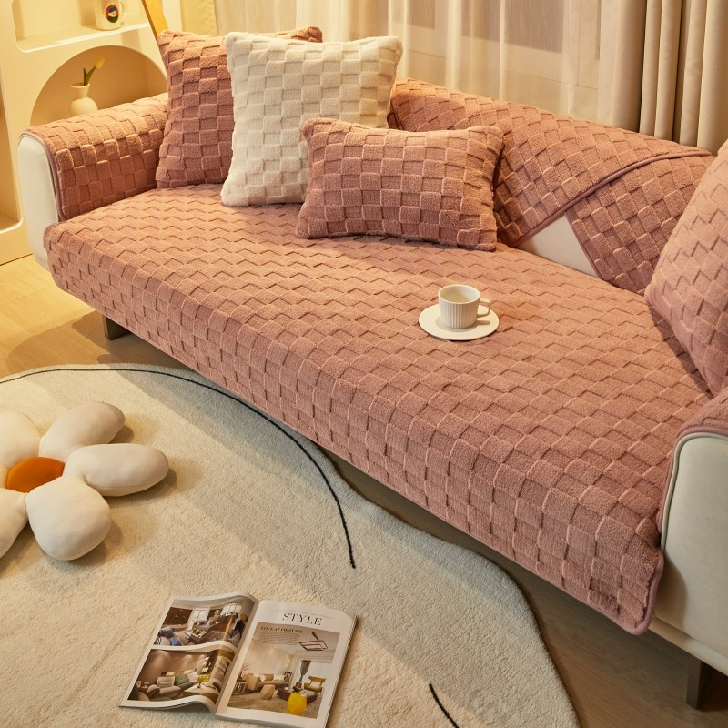 法兰绒沙发垫短毛绒冬季保暖纯色格子防滑靠背巾加厚舒适扶手盖布,居家布艺,沙发垫,淘宝优惠券,粉丝福利购,淘宝优惠卷