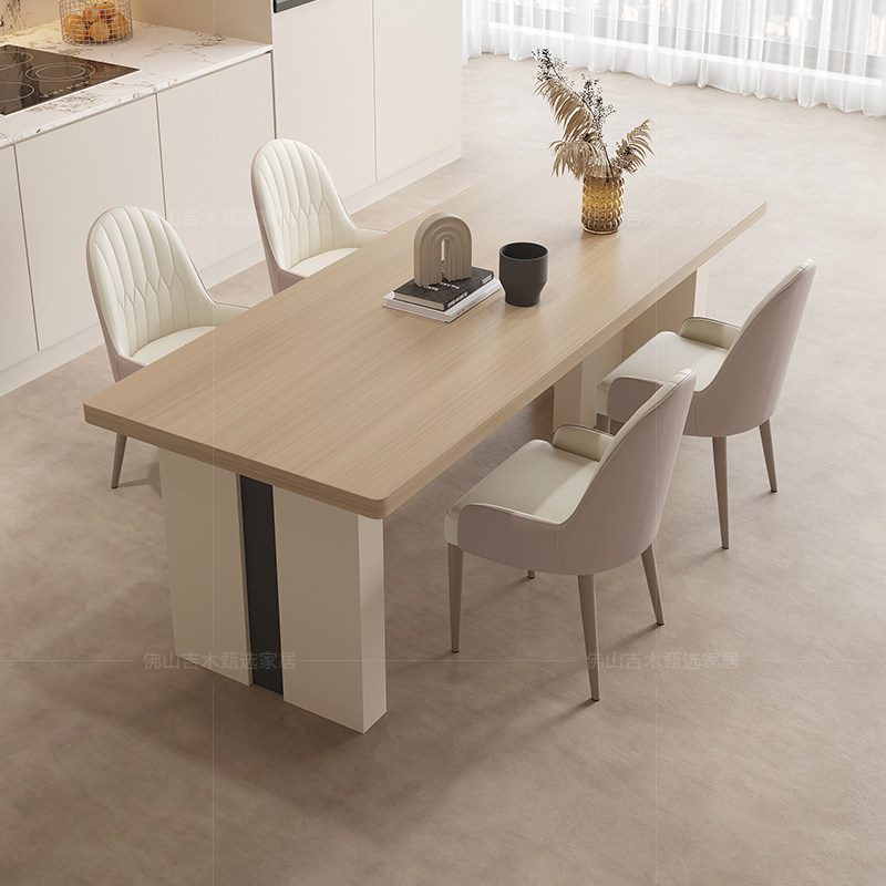 意式极简餐桌椅组合现代简约家用家用长方形岩板饭厅大坪数桌子