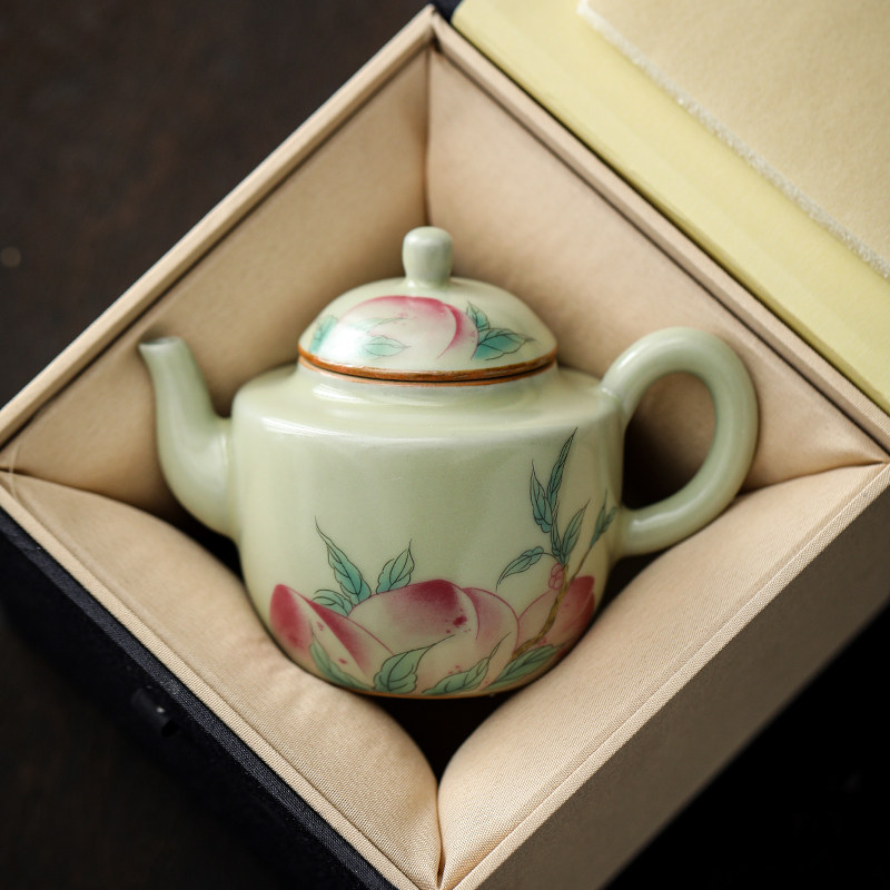 秘黄汝窑茶壶泡茶家用单壶功夫茶具茶杯茶水分离沏茶壶高档定制