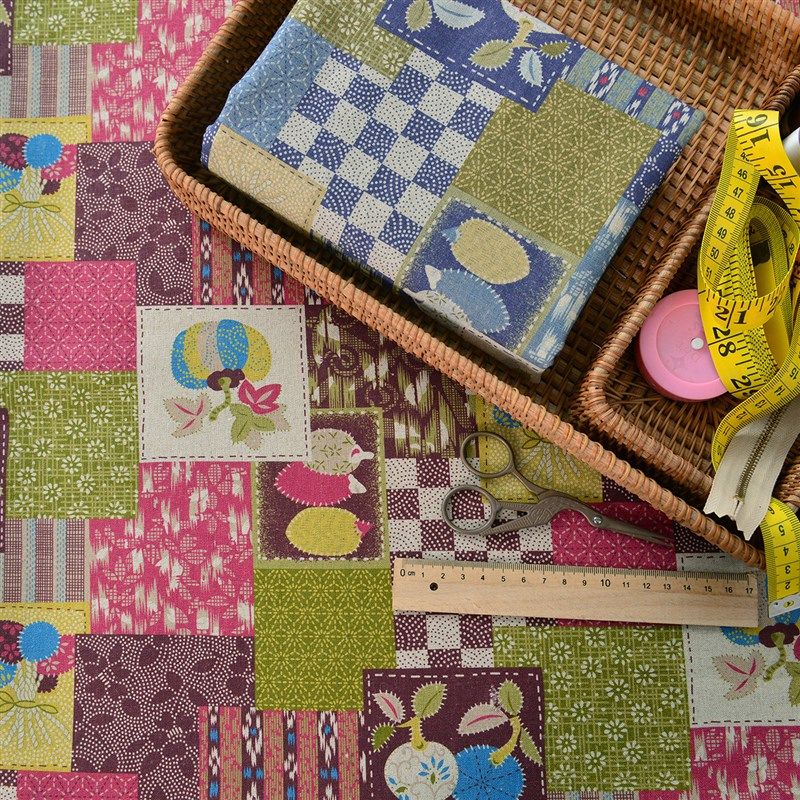 布料棉麻手工桌布靠垫沙发布家居面料加厚亚麻布南瓜拼接田园拼布