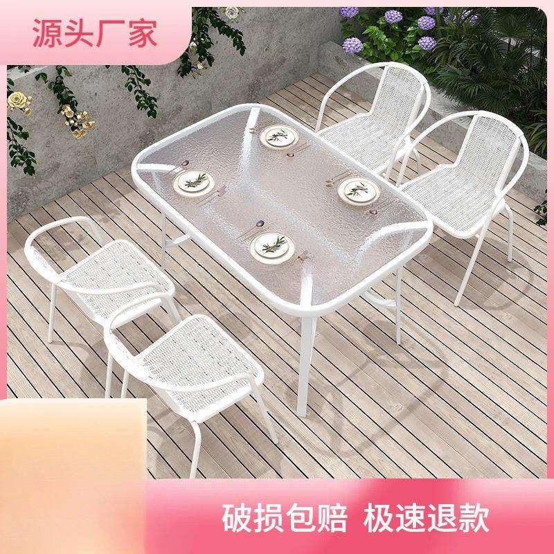 户外桌椅庭院阳台白色室外休闲露天摆摊防水防晒折叠茶几餐饮外摆图片